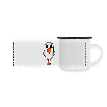 Seagull Bird Motif North Sea - Panoramic Camper Mug - white/black - Front