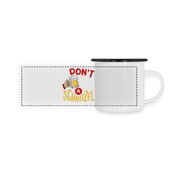 Schnitzel Bier - Panorama Emaille-Tasse - Weiß/Schwarz - Vorne
