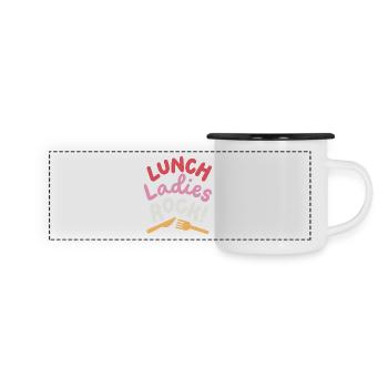 Mittagessen Schule Cafeteria-Mitarbeiter - Panorama Emaille-Tasse - Weiß/Schwarz - Vorne