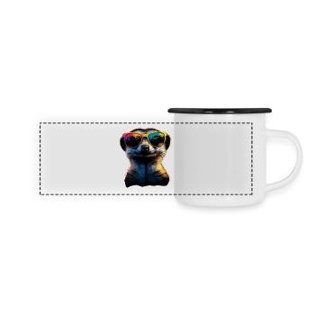 Lunettes de soleil suricate coloré mignon suricate - Mug panoramique émaillé - blanc/noir - Devant