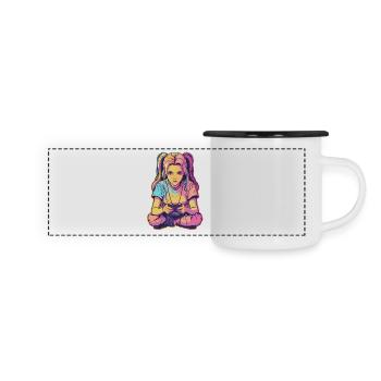 Gaming Girl Comic Look - Panoramic Camper Mug - white/black - Front
