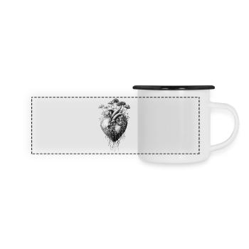 Overgrown Heart Mushrooms Flowers Botanical - Panoramic Camper Mug - white/black - Front