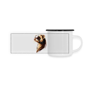 Furet Furet Putois Martre Belette Mignon Furet - Mug panoramique émaillé - blanc/noir - Devant