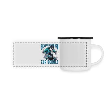 Skateboard Geschenke Skateboardfahrer Outfits - Panorama Emaille-Tasse - Weiß/Schwarz - Vorne