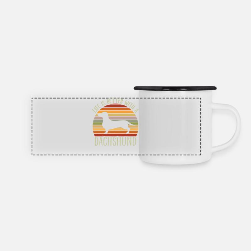 Life Is Better With A Dachshund  - Panoramic Camper Mug - white/black