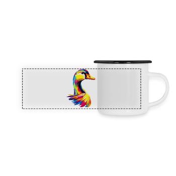 Gans Süße Gänseküken Gans Küken Ente Kleine Gänse - Panorama Emaille-Tasse - Weiß/Schwarz - Vorne