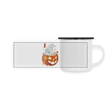 Halloween Fall - Pumpkin Wave Kanagawa - Panoramic Camper Mug - white/black - Front