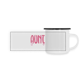 Befördert zur Tante 2026 Regenbogen Tante 2026 - Panorama Emaille-Tasse - Weiß/Schwarz - Vorne