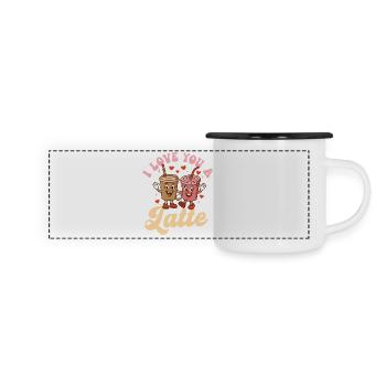 Je t’aime un café au lait mignon Jeu de mots - Mug panoramique émaillé - blanc/noir - Devant