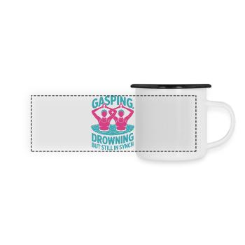 Synchronschwimmen Kunstschwimmen Wassersport - Panorama Emaille-Tasse - Weiß/Schwarz - Vorne