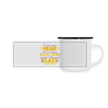 ASL Dolmetscher Gebärdensprache - Panorama Emaille-Tasse - Weiß/Schwarz - Vorne
