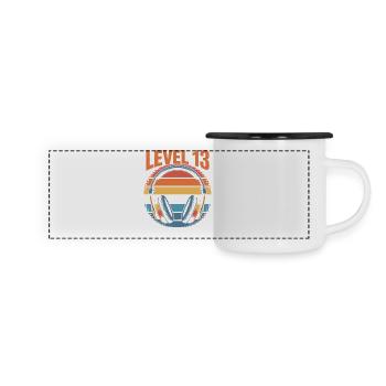 Level 13 Geburtstag Freigeschaltet - Panorama Emaille-Tasse - Weiß/Schwarz - Vorne