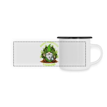 Highly Productive Gnom - Cannabis Wichtel  - Panorama Emaille-Tasse - Weiß/Schwarz - Vorne