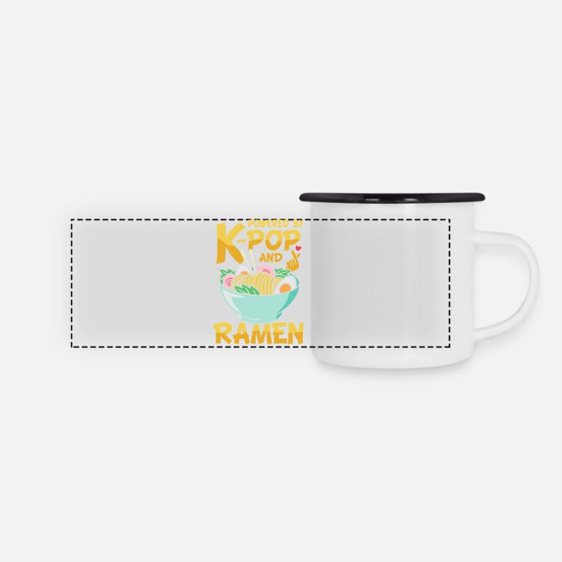 K-Pop Korean Pop Music Ramen Noodle Soup Japan - Panoramic Camper Mug - white/black