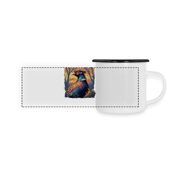 Fasane Fasan - Panorama Emaille-Tasse - Weiß/Schwarz - Vorne