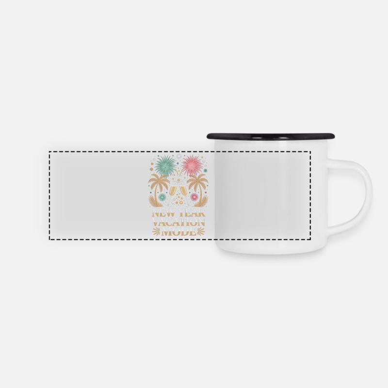 Mode vacances du Nouvel An - Mug panoramique émaillé - blanc/noir