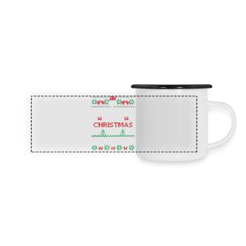 Alles, was ich zu Weihnachten will, ist Bier - Panorama Emaille-Tasse - Weiß/Schwarz - Vorne