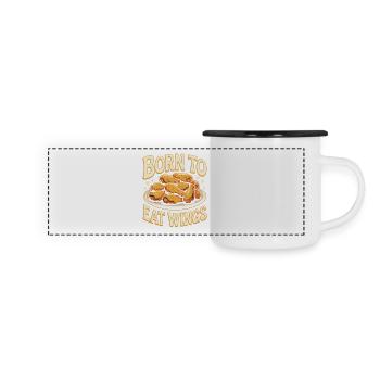 Ailes de poulet : humour culinaire le jour du match - Mug panoramique émaillé - blanc/noir - Devant
