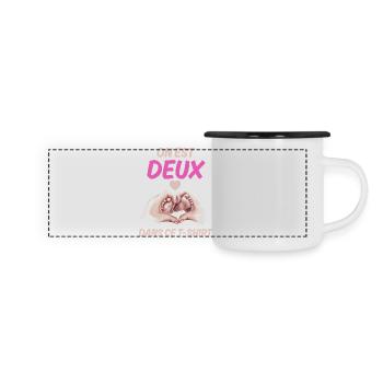 Ankündigung Babynachricht Liebe Schwangerschaft - Panorama Emaille-Tasse - Weiß/Schwarz - Vorne