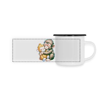 Hugging Monkeys Embrace - Panoramic Camper Mug - white/black - Front