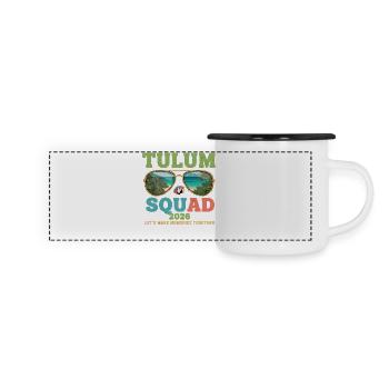 Tulum Squad 2026 Urlaub - Panorama Emaille-Tasse - Weiß/Schwarz - Vorne