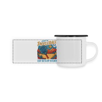 Pickleball-Geist von Pickleball Bleib mir raus - Panorama Emaille-Tasse - Weiß/Schwarz - Vorne