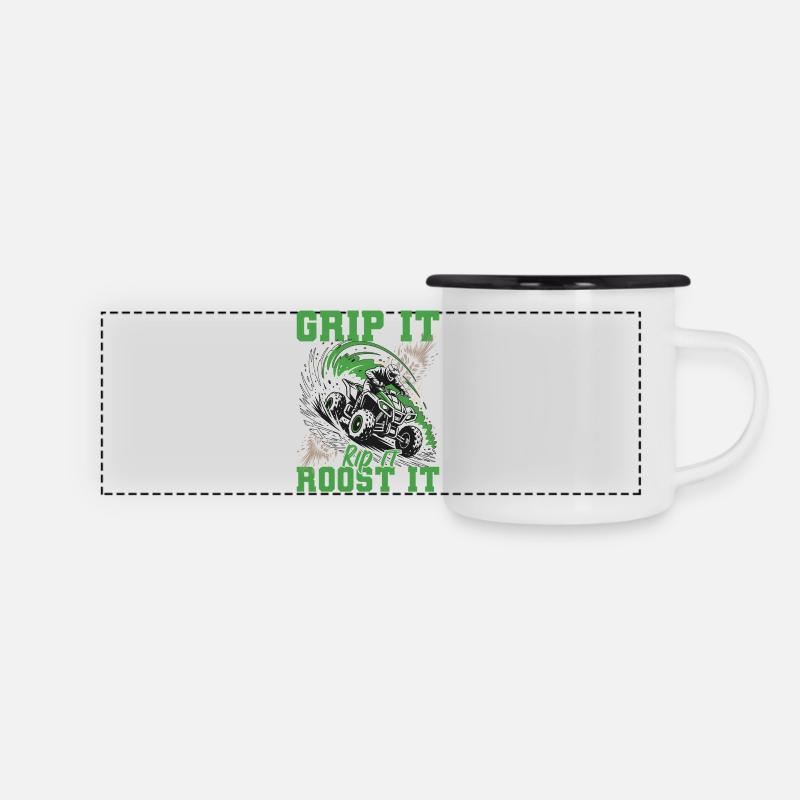 Quad ATV Boy Men Four Wheeler - Panoramic Camper Mug - white/black