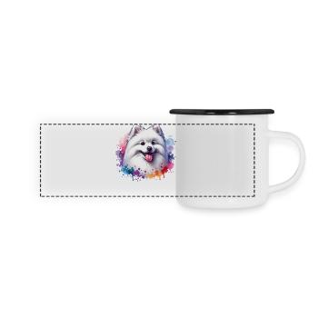 Motif spitz poméranien - Mug panoramique émaillé - blanc/noir - Devant