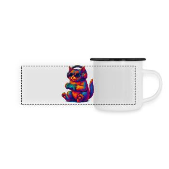 Neon Gaming Cat Gaming Gamer - Panoramic Camper Mug - white/black - Front