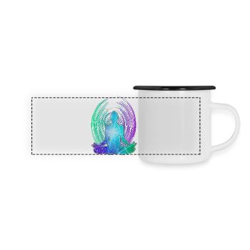 Spirituelle Meditation Zen Erwachen - Panorama Emaille-Tasse - Weiß/Schwarz - Vorne