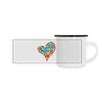FrühlingsBlüten - Sonja Ariel von Staden - Panorama Emaille-Tasse - Weiß/Schwarz - Vorne