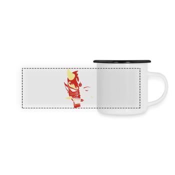Mensch oder Dämon? - Panorama Emaille-Tasse - Weiß/Schwarz - Vorne