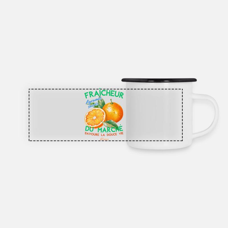Fraicheur du marché - Mug panoramique émaillé - blanc/noir