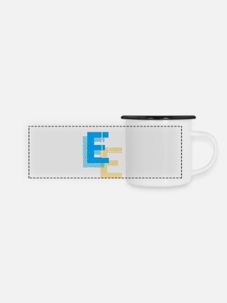 E Design - Panorama Emaille-Tasse - Weiß/Schwarz