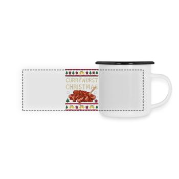 Joyeux currymas saucisse de Noël de Noël au currymas. - Mug panoramique émaillé - blanc/noir - Devant