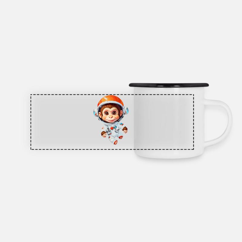 Space Monkey - Panoramic Camper Mug - white/black
