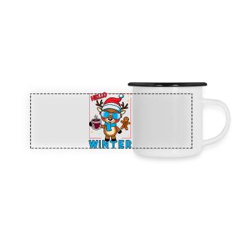 Süßes Rentier - Panorama Emaille-Tasse - Weiß/Schwarz - Vorne
