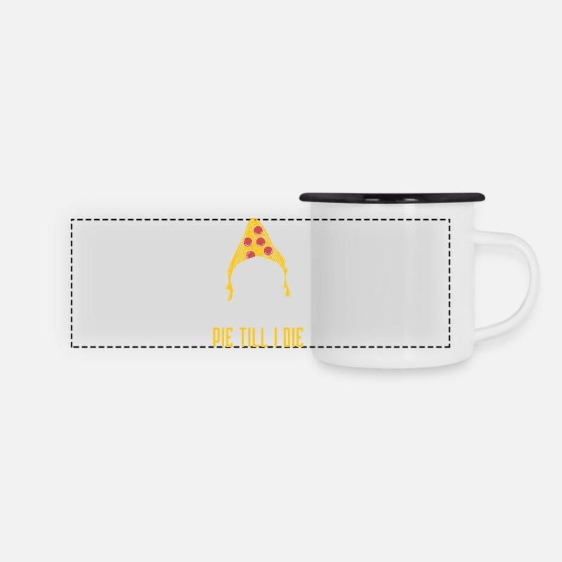 Pie Till I Die - Pizza Skull Saying Design - Panoramic Camper Mug - white/black