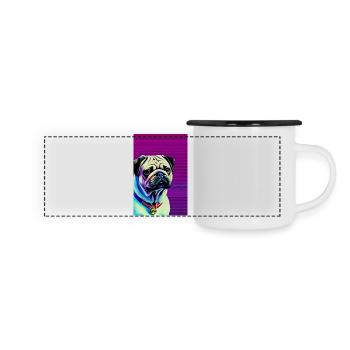 Mops Hund - Panorama Emaille-Tasse - Weiß/Schwarz - Vorne