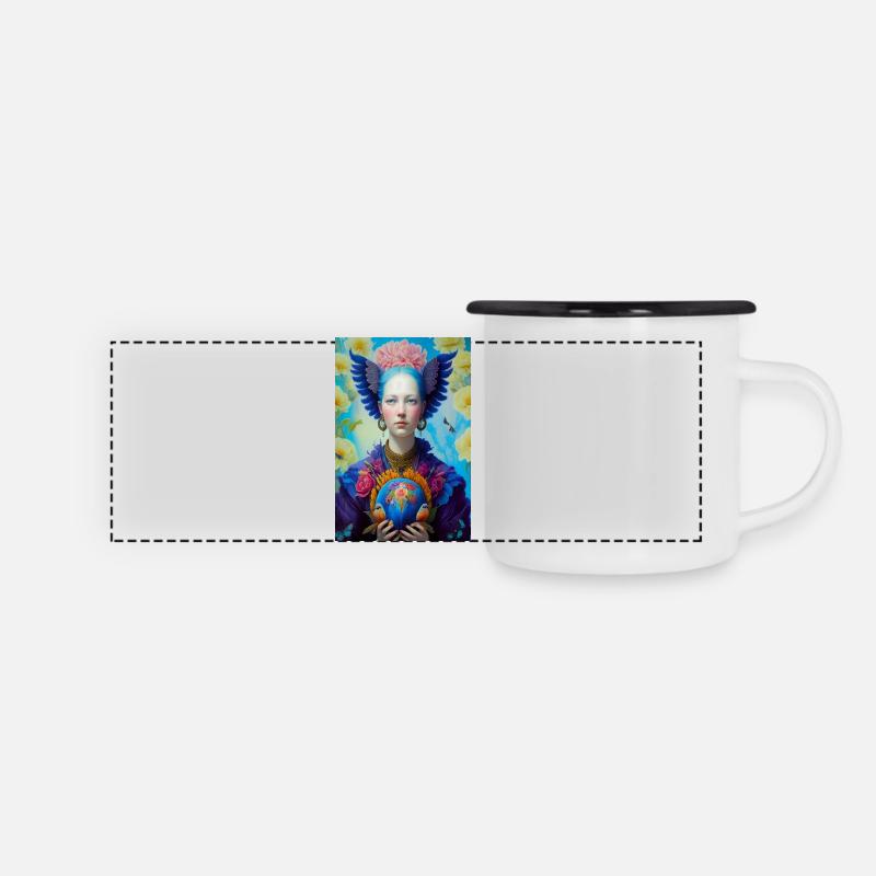 Gaia - Panorama Emaille-Tasse - Weiß/Schwarz