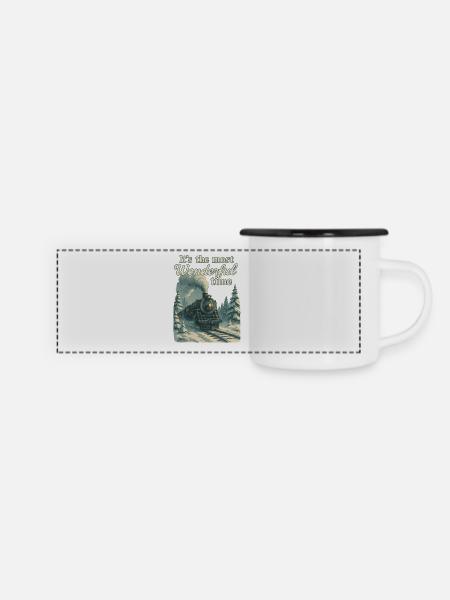 Weihnachten Polarexpress - Panorama Emaille-Tasse - Weiß/Schwarz
