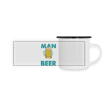 Nur ein Mann, der Bier liebt - Panorama Emaille-Tasse - Weiß/Schwarz - Vorne