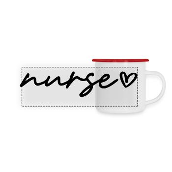 Infirmière Heartbeat Inspiration pour les aidants - Mug panoramique émaillé - blanc/rouge - Devant