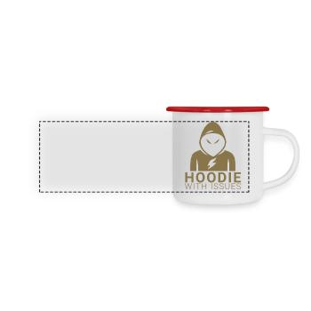 Hoodie with Issues - Panorama Emaille-Tasse - Weiß/Rot - Vorne