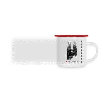 Barcelona Sagrada Familia Spanien I Love Barcelona - Panorama Emaille-Tasse - Weiß/Rot - Vorne