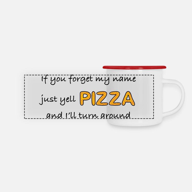 Yell Pizza - Mug panoramique émaillé - blanc/rouge