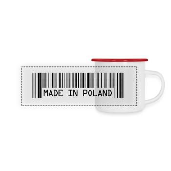 Fabriqué en Pologne - Pologne - Pologne - Code-barres - Dash - Mug panoramique émaillé - blanc/rouge - Devant