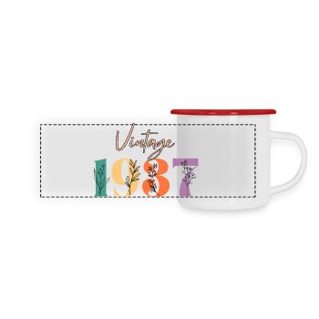 Vintage 1937 florale - Mug panoramique émaillé - blanc/rouge - Devant