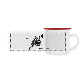 Suche Anschluss - Panorama Emaille-Tasse - Weiß/Rot - Vorne