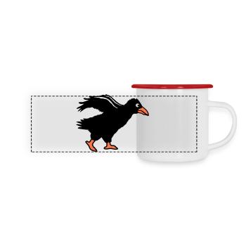 Corbeau oiseau marche corbeau course rapide course drôle - Mug panoramique émaillé - blanc/rouge - Devant
